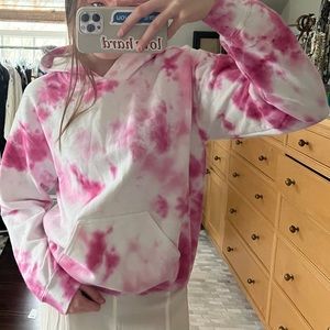 Pink tie die hoodie